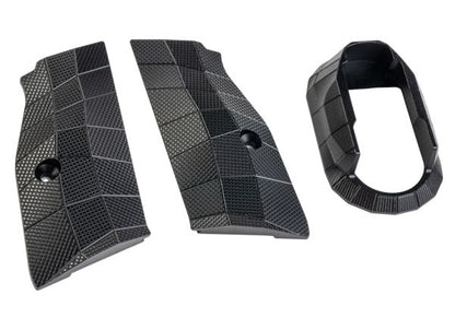 5KU KJ Shadow 2 エアソフト LOKスタイル ショートグリップ マグウェル付き (アルミニウム / アルミ) - ブラック-AIRSOFT GOGO エアガン・サバゲー用品通販