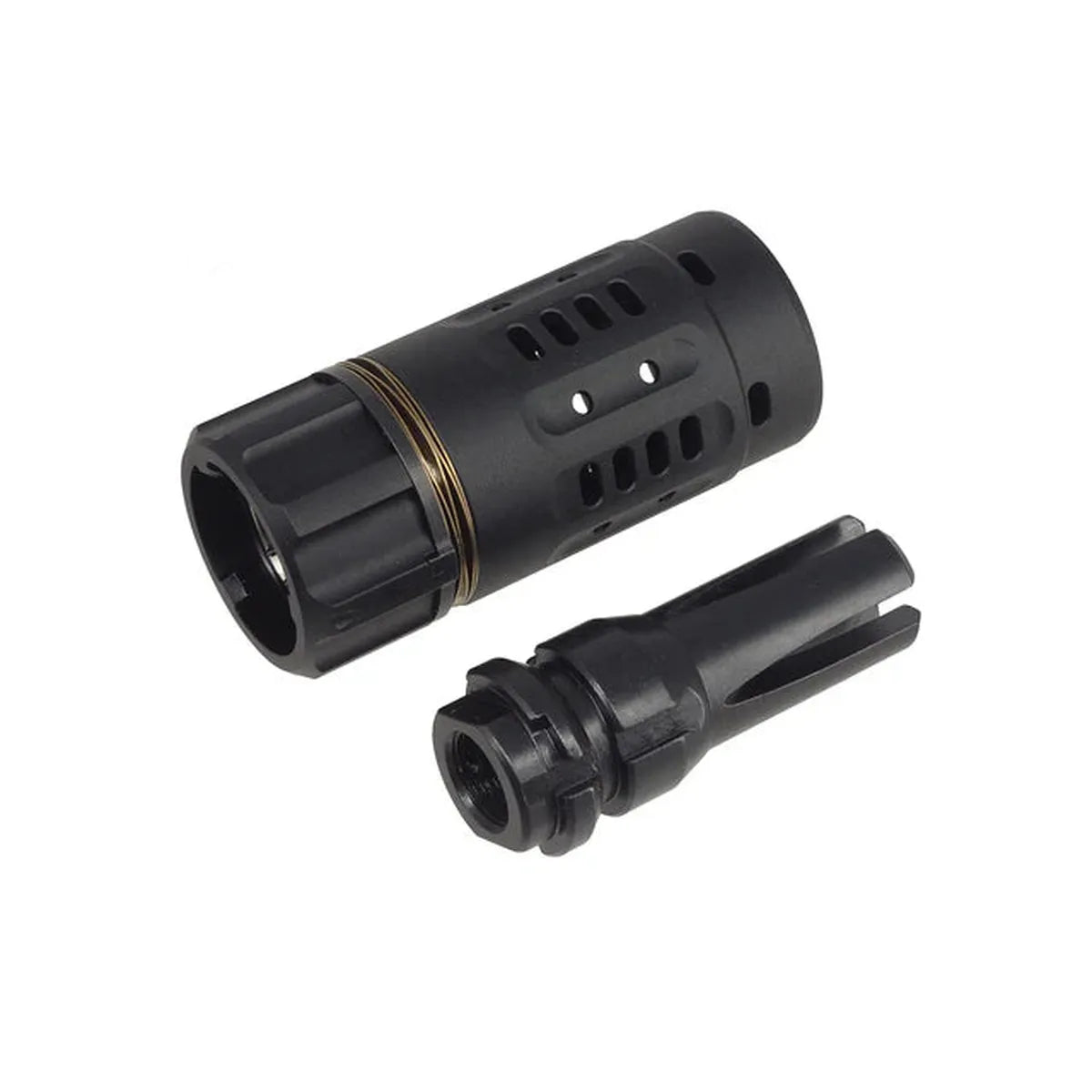 5KU パイロ強化エアソフトマズルブレーキ 14mm用 (5KU-349) - ブラック-AIRSOFT GOGO エアガン・サバゲー用品通販