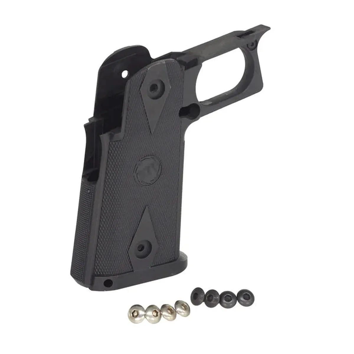 5KU STI スタイル ナイロンポリマーグリップ マルイ ハイキャパ GBB エアソフトピストル用 (5KU-GB-470) - ブラック-AIRSOFT GOGO エアガン・サバゲー用品通販