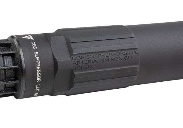 Airsoft Artisan SGI-6スタイル ダミーサプレッサー（PIGフラッシュハイダー付き）- ブラック（14mm逆ネジ）
