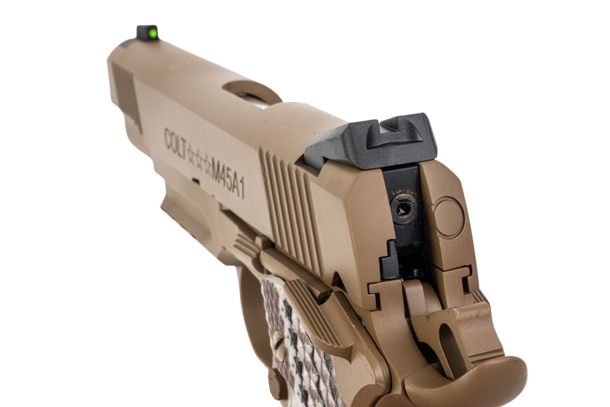 EMGCybergun コルトライセンス 1911 M45A1 GBB エアソフトピストル (T8) - FDE (Army Armament製)