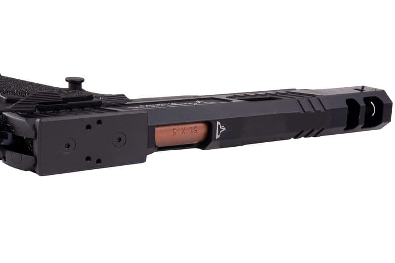 Army Armament JW3 TTI アルファ GBB エアソフト ピストル (CNC GBBスライド) ハンドメイド スティップリング グリップ付き - ブラック