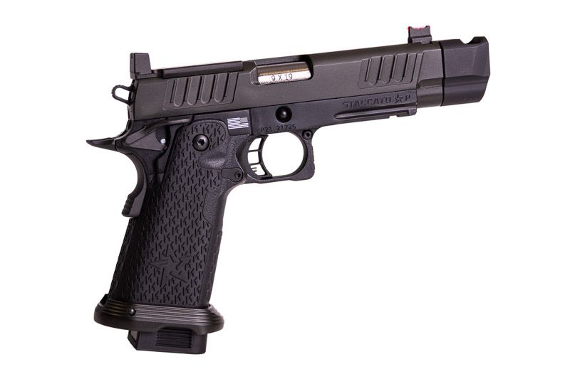 EMG 6MM プロショップ スタッカート P 2011 コンペンセイター付きガスエアソフトピストル - BK (R611-2) (ARMY ARMAMENT 製)