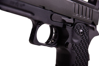 EMG 6MM プロショップ スタッカート P 2011 コンペンセイター付きガスエアソフトピストル - BK (R611-2) (ARMY ARMAMENT 製)
