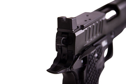 EMG 6MM プロショップ スタッカート P 2011 コンペンセイター付きガスエアソフトピストル - BK (R611-2) (ARMY ARMAMENT 製)