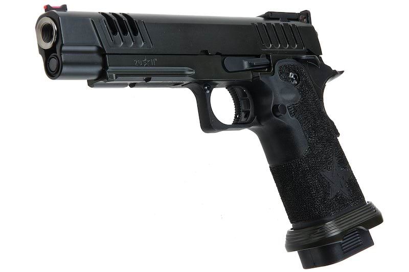 Army Armament HI-CAPA グリーン ガス エアソフトピストル - (BK、スターストリップグリップ付き) (R611-SG)