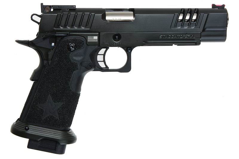 Army Armament HI-CAPA グリーン ガス エアソフトピストル - (BK、スターストリップグリップ付き) (R611-SG)