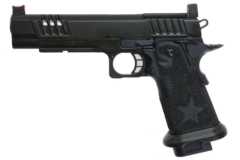 Army Armament RMR HI-CAPA グリーンガス エアソフトピストル - (BK、スターストリップグリップ付き) (R613-SG)