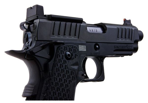 EMG 6mm プロショップ スタッカート C2 2011 RMR ス赤アウターバレル付き グリーンガスエアソフトピストル - BK (Army Armament X T8製)