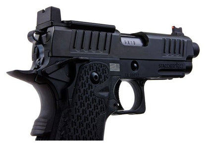 EMG 6mm プロショップ スタッカート C2 2011 RMR ス赤アウターバレル付き グリーンガスエアソフトピストル - BK (Army Armament X T8製)