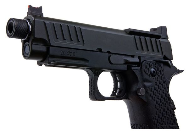 EMG 6mm プロショップ スタッカート C2 2011 RMR ス赤アウターバレル付き グリーンガスエアソフトピストル - BK (Army Armament X T8製)