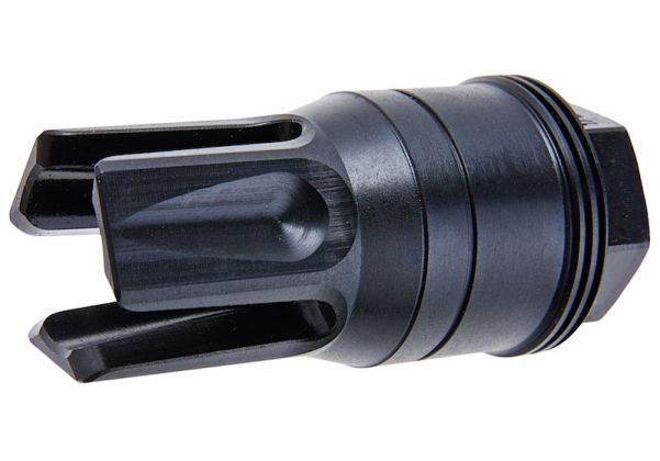 ARRON SMITH C-LOK ショルダー付き QD フラッシュ ハイダー - ブラック (14MM CCW、90 度ショルダー)