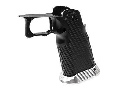 Bomber Airsoft Tokyo Marui HI-CAPA GBB CNC アルミグリップ (INF スタイル) - ブラック + 銀(ぎん)パーツ