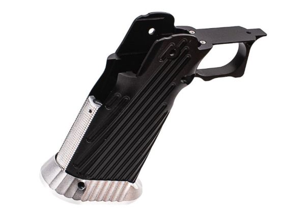 Bomber Airsoft Tokyo Marui HI-CAPA GBB CNC アルミグリップ (INF スタイル) - ブラック + 銀(ぎん)パーツ