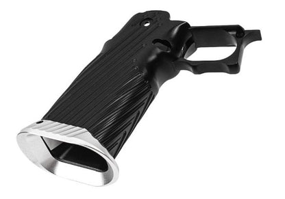 Bomber Airsoft Tokyo Marui HI-CAPA GBB CNC アルミグリップ (INF スタイル) - ブラック + 銀(ぎん)パーツ