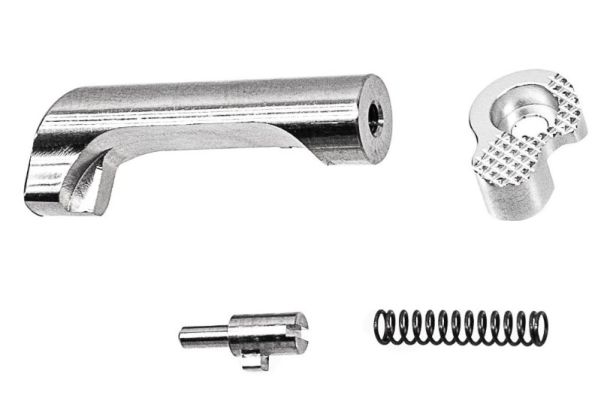 Bomber Airsoft Tokyo Marui HI-CAPA GBB CNC アルミグリップ (INF スタイル) - ブラック + 銀(ぎん)パーツ