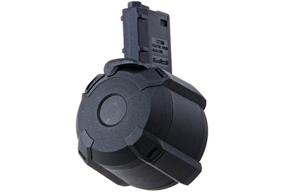 BATTLEAXE  M4 / M16 エアソフト AEG ドラムマガジン (装弾数 2,200発、サウンドコントロール) - ブラック (タイプ 1)