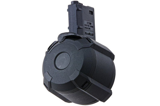 BATTLEAXE  M4 / M16 エアソフト AEG ドラムマガジン (装弾数 2,200発、サウンドコントロール) - ブラック (タイプ 1)