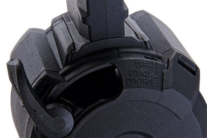 BATTLEAXE  M4 / M16 エアソフト AEG ドラムマガジン (装弾数 2,200発、サウンドコントロール) - ブラック (タイプ 1)