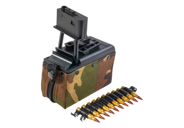 Battleaxe A&K M249 AEG サウンドコントロールドラムマガジン（2200発） - ウッドランド