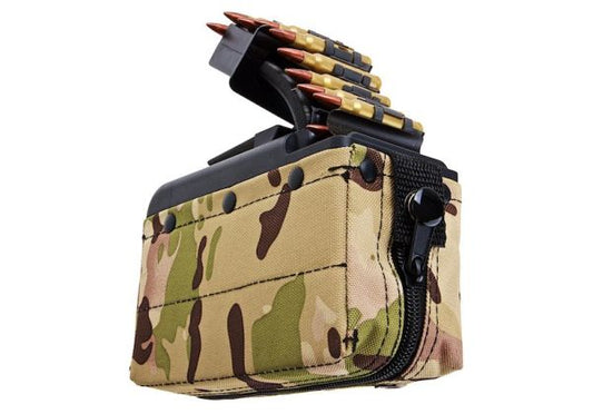 BATTLEAXE x T8 A&K M249 AEG ドラムマガジン (2000発、サウンドコントロール、タービンシステム) - マルチカム