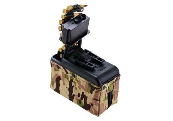 BATTLEAXE x T8 A&K M249 AEG ドラムマガジン (2000発、サウンドコントロール、タービンシステム) - マルチカム
