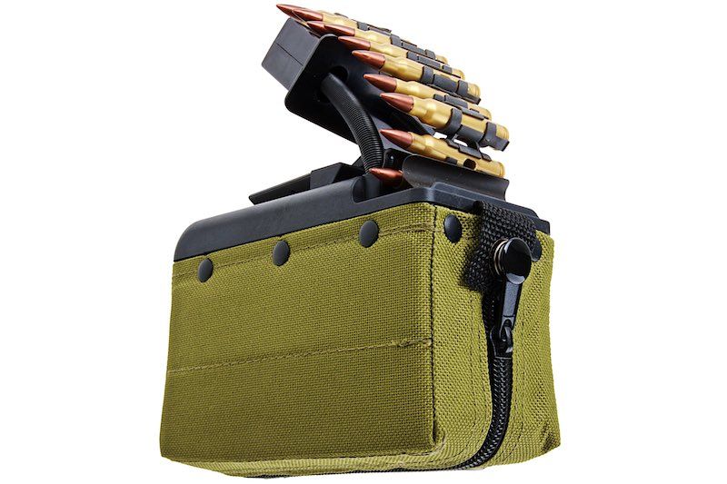 BATTLEAXE x T8 A&K M249 AEG ドラムマガジン (2000発、サウンドコントロール、タービンシステム) - レンジャーグリーン