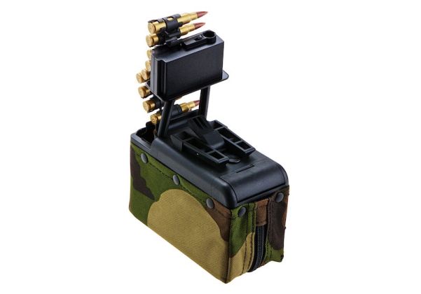 BATTLEAXE x T8 A&K M249 AEG ドラムマガジン (2000発、サウンドコントロール、タービンシステム) - ウッドランド