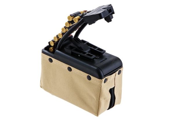 Battleaxe x T8 A&K MK46 Mod 0 ミニミ AEG ドラムマガジン (2000発、サウンドコントロール、タービンシステム) - TAN