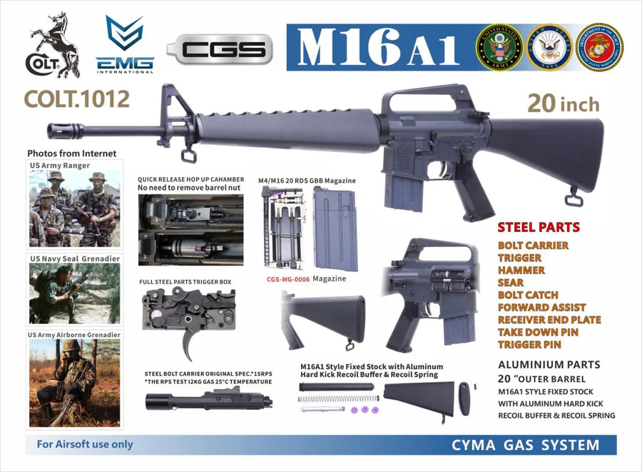 CYMA CGS COLT M603 M16A1 GBB エアソフトガン (COLT.1012)