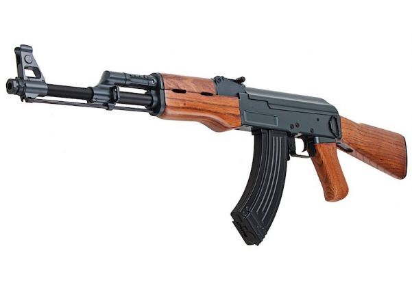 CYMA AK47 エアソフト電動ガンライフル (メタルフレームとリアルウッドハンドガード) (CM042)