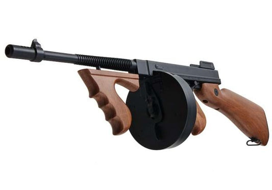 CYMA トンプソン M1928A1 エアソフト SMG AEG (ブラック、イミテーションウッド)(CM051)
