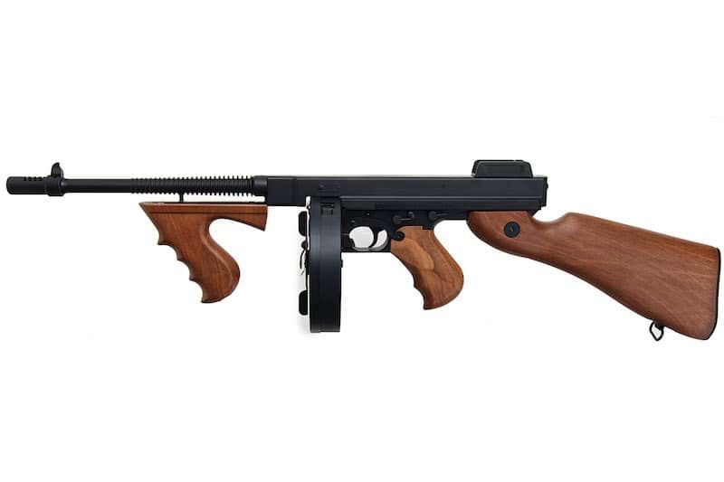 CYMA トンプソン M1928A1 エアソフト SMG AEG (ブラック、イミテーションウッド)(CM051)