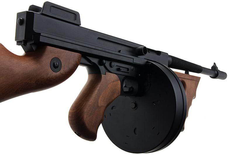 CYMA トンプソン M1928A1 エアソフト SMG AEG (ブラック、イミテーションウッド)(CM051)