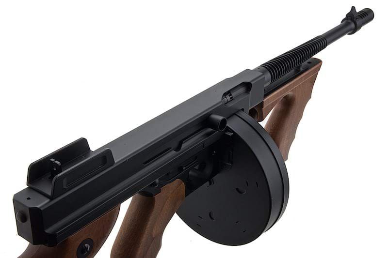 CYMA トンプソン M1928A1 エアソフト SMG AEG (ブラック、イミテーションウッド)(CM051)