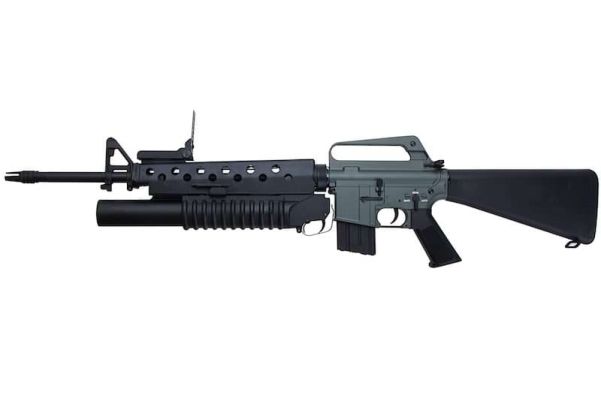 E&C M16A1 エアソフト電動ライフル（M203ガスグレネードランチャー付き）EC703（QD 1.5(機械の)メカボックス、ブランクマーキング） - ブラック
