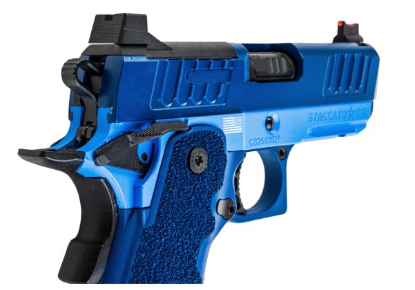 EMG Staccato ライセンス取得済み CS Compact 2011 GBB エアソフトピストル (モデル: Master Grip / Standa赤 / Green Gas) - ブルー
