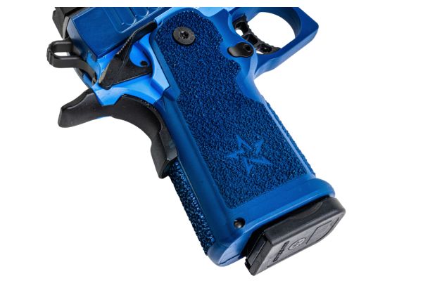 EMG Staccato ライセンス取得済み CS Compact 2011 GBB エアソフトピストル (モデル: Master Grip / Standa赤 / Green Gas) - ブルー
