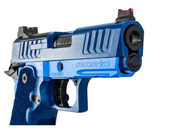 EMG Staccato ライセンス取得済み CS Compact 2011 GBB エアソフトピストル (モデル: Master Grip / Standa赤 / Green Gas) - ブルー
