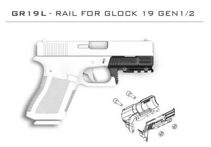 RECOVER TACTICAL GR19L レール アダプター (GLOCK 19 および GLOCK 23 GEN 1 および GEN 2 用)