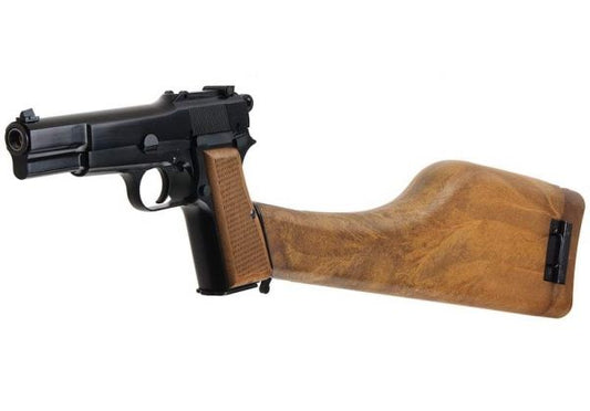 WE 新品 BROWNING HI POWER MK1 W/ ストック GBB エアソフト ピストル - ブラック