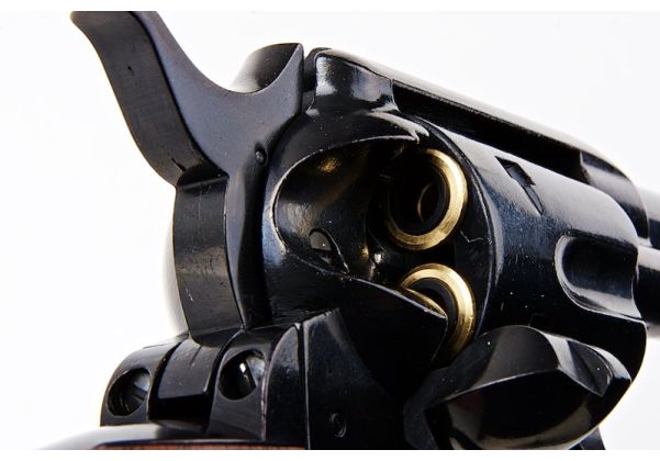 KING ARMS SAA .45 ピースメーカー リボルバー L - 電動(デンドウ)メッキ ブラック (バージョンII、ガス式)
