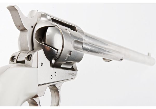 KING ARMS SAA .45 ピースメーカー リボルバー L - 銀(ぎん) (バージョンII、ガス式)

