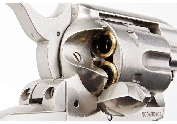 KING ARMS SAA .45 ピースメーカー リボルバー L - 銀(ぎん) (バージョンII、ガス式)
