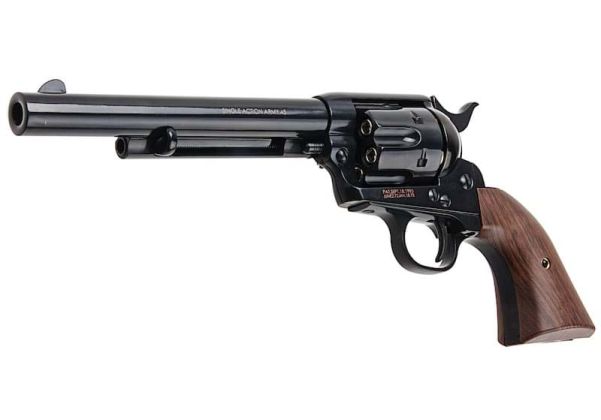 KING ARMS SAA .45 ピースメーカー リボルバー M - 電動(デンドウ)メッキ ブラック (バージョンII、ガス式)
