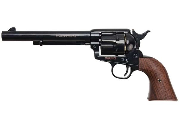 KING ARMS SAA .45 ピースメーカー リボルバー M - 電動(デンドウ)メッキ ブラック (バージョンII、ガス式)

