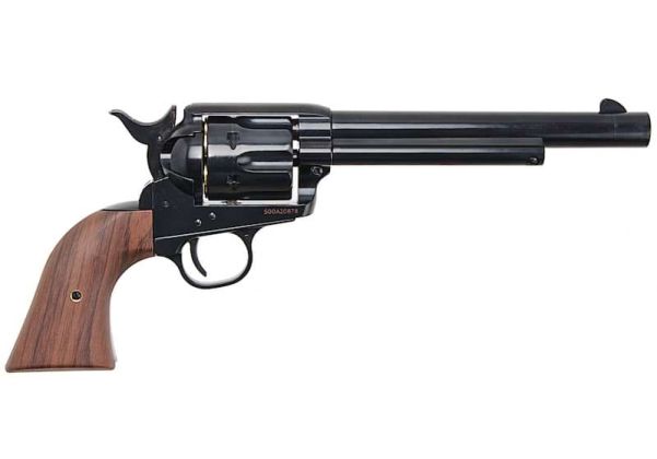 KING ARMS SAA .45 ピースメーカー リボルバー M - 電動(デンドウ)メッキ ブラック (バージョンII、ガス式)
