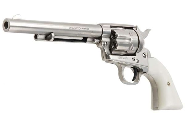 KING ARMS SAA .45 ピースメーカー リボルバー M - 銀(ぎん) (バージョンII、ガス式)
