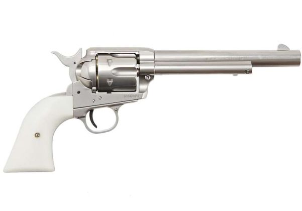 KING ARMS SAA .45 ピースメーカー リボルバー M - 銀(ぎん) (バージョンII、ガス式)

