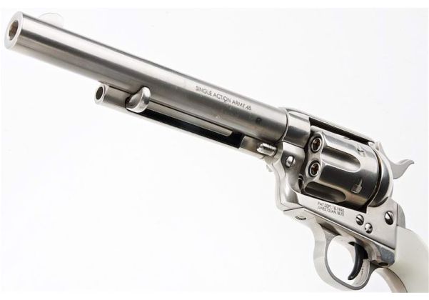 KING ARMS SAA .45 ピースメーカー リボルバー M - 銀(ぎん) (バージョンII、ガス式)
